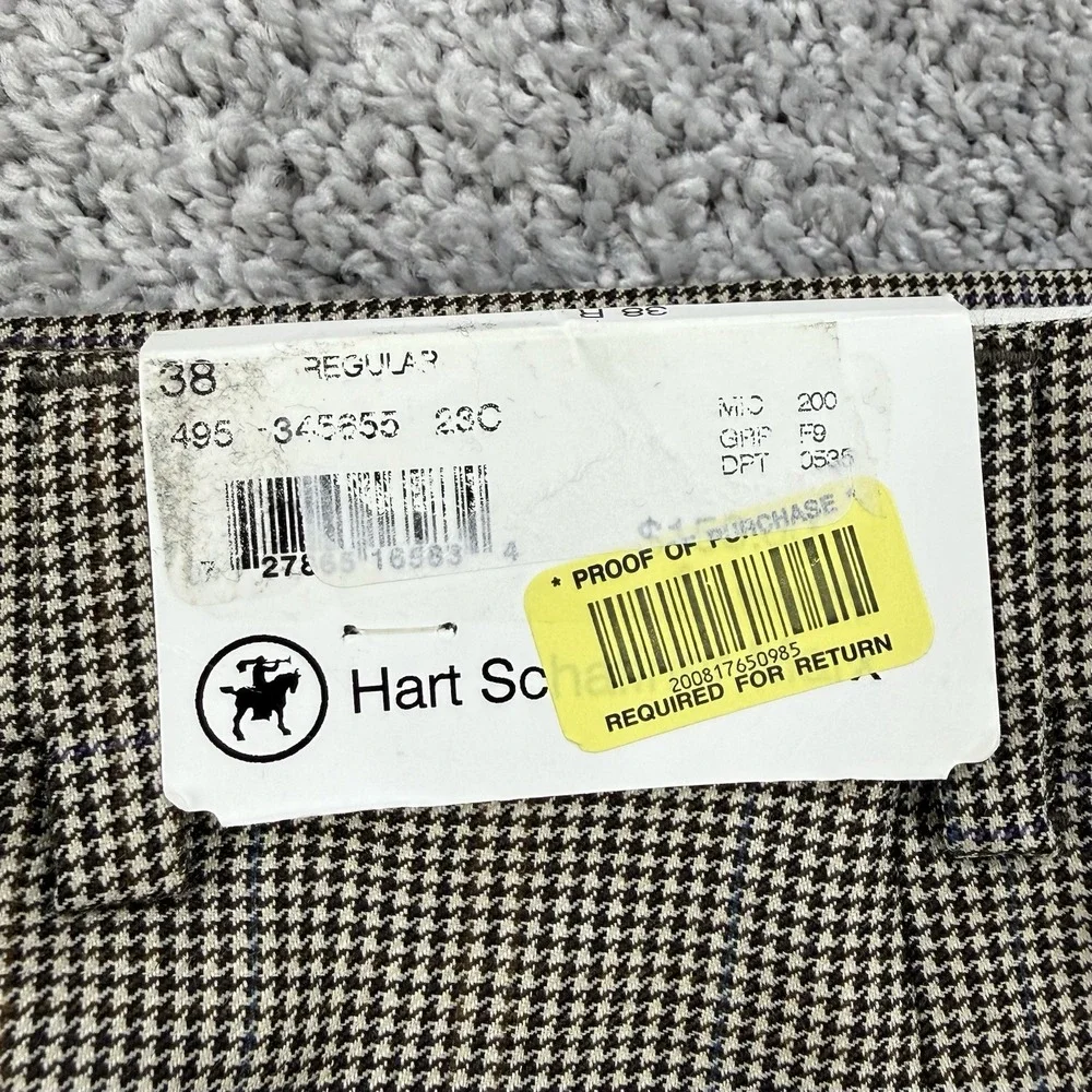 Hart Schaffner Marx Pants Men 38 NWT Comfort Plus 100% Worsted Wool Houndstooth